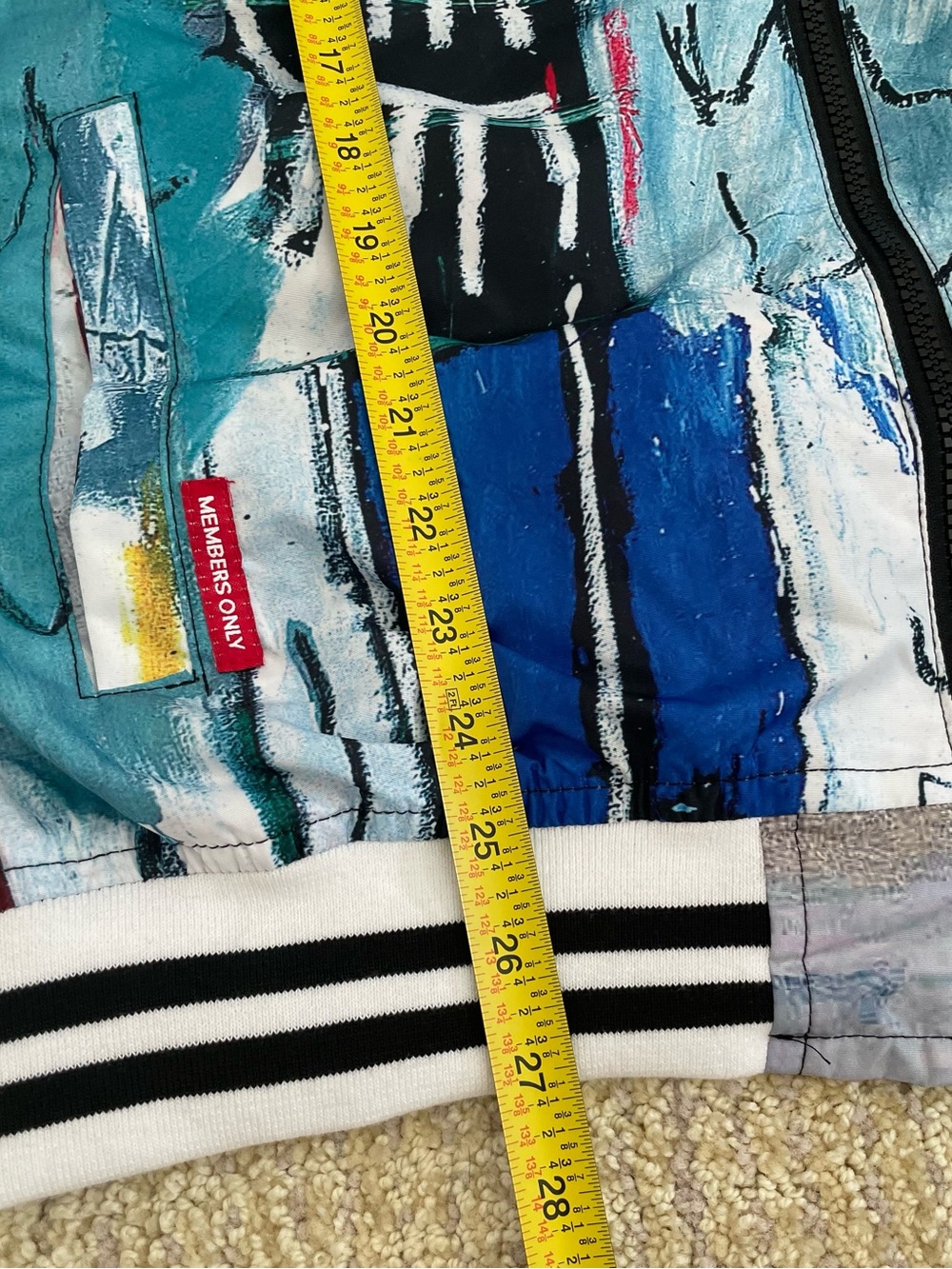 Members Only x Jean-Michel Basquiat Bomber Jacket Mens L White Graffiti Art NWT - Picture 8 of 9